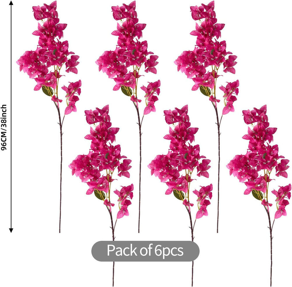 6PCS Silk Bougainvillea Artificial Flowers, UV Resistant, 36 Branches, Long S...