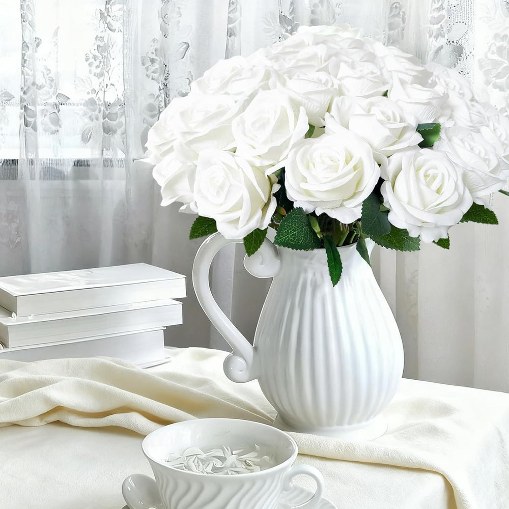 100 Pcs White Fake Roses Artificial Flowers Bulk Fake Flowers Wedding Decor
