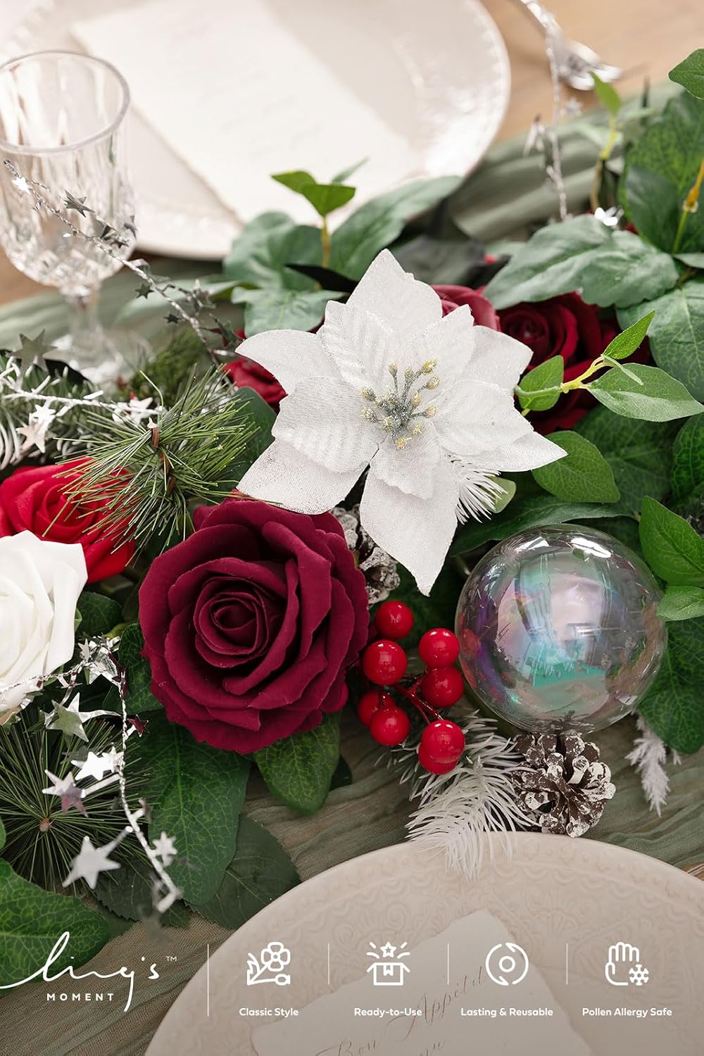 Ling's moment Christmas Artificial Flower Garland Wedding Arch 6 FT