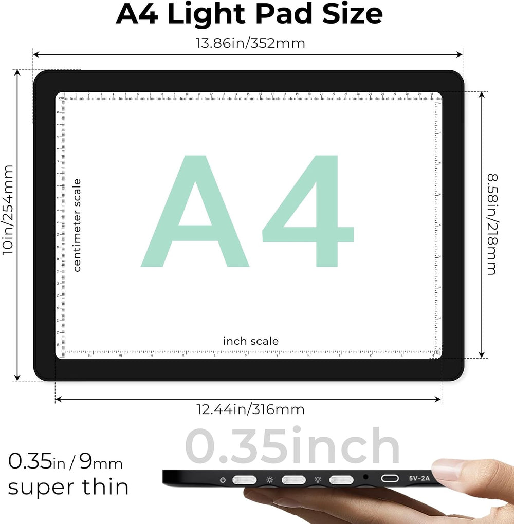 Bawaslom Rechargeable A4 LED Diamond Painting Light Board for Tracing,Black
