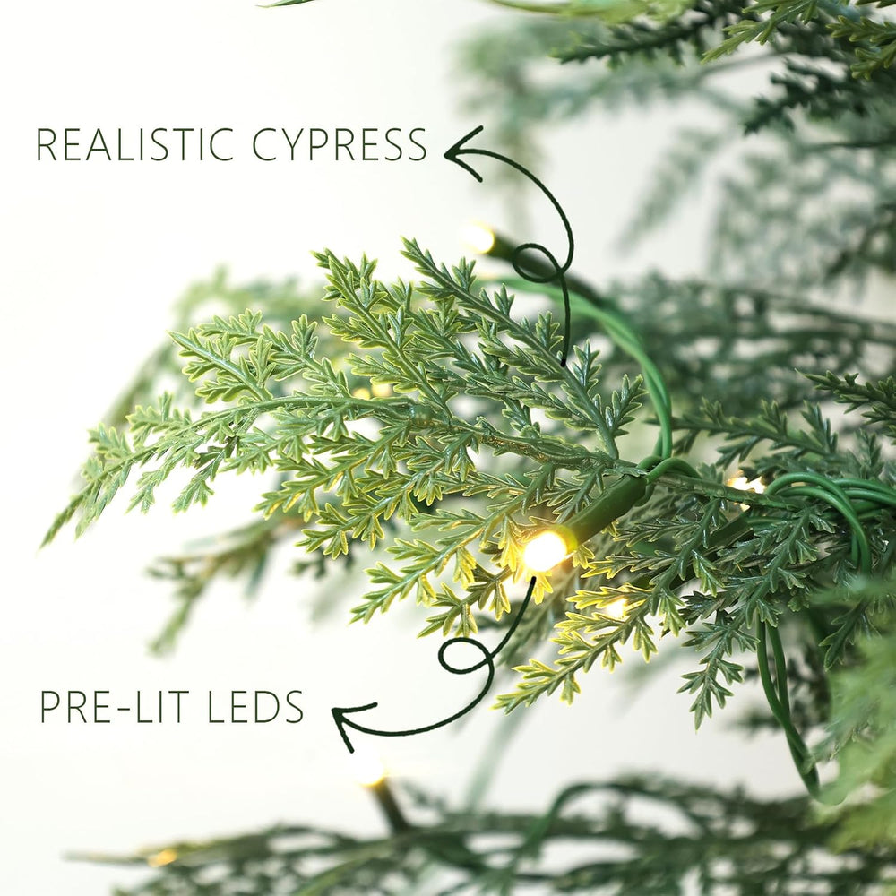 Christmas Decorations 2 Pack 3FT Pre-Lit Artificial Cypress Christmas Tree