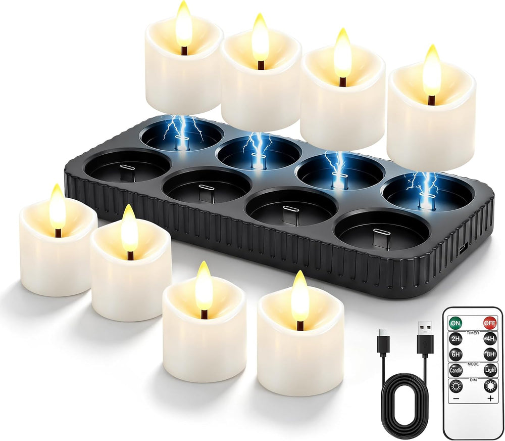Rechargeable Flameless Candles with Remote Timer & Charging Base