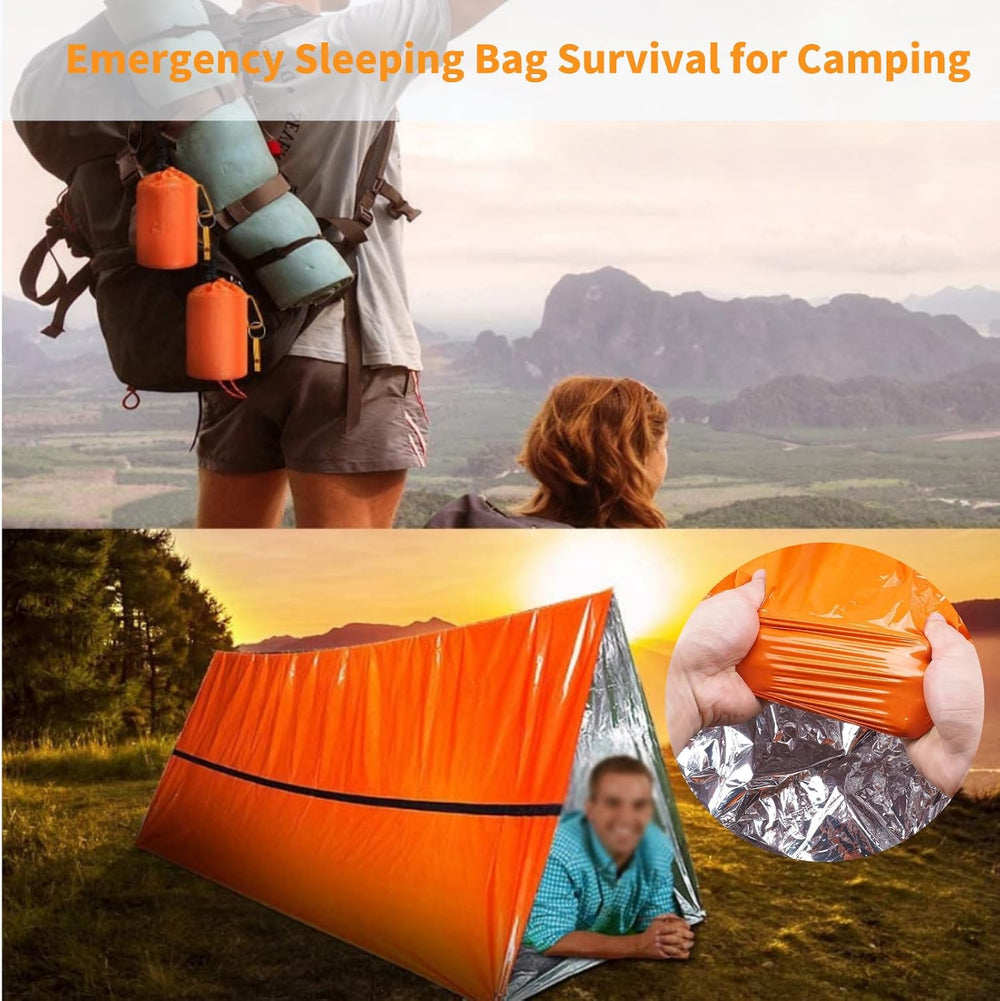 Waterproof Emergency Sleeping Bag with Whistle, 2 Pack Mylar Thermal Bivy Sac...
