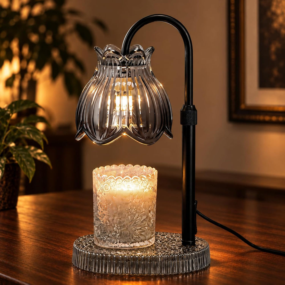 JACCAWS Candle Warmer Lamp with Timer Dimmer, Adjustable Height (Black)