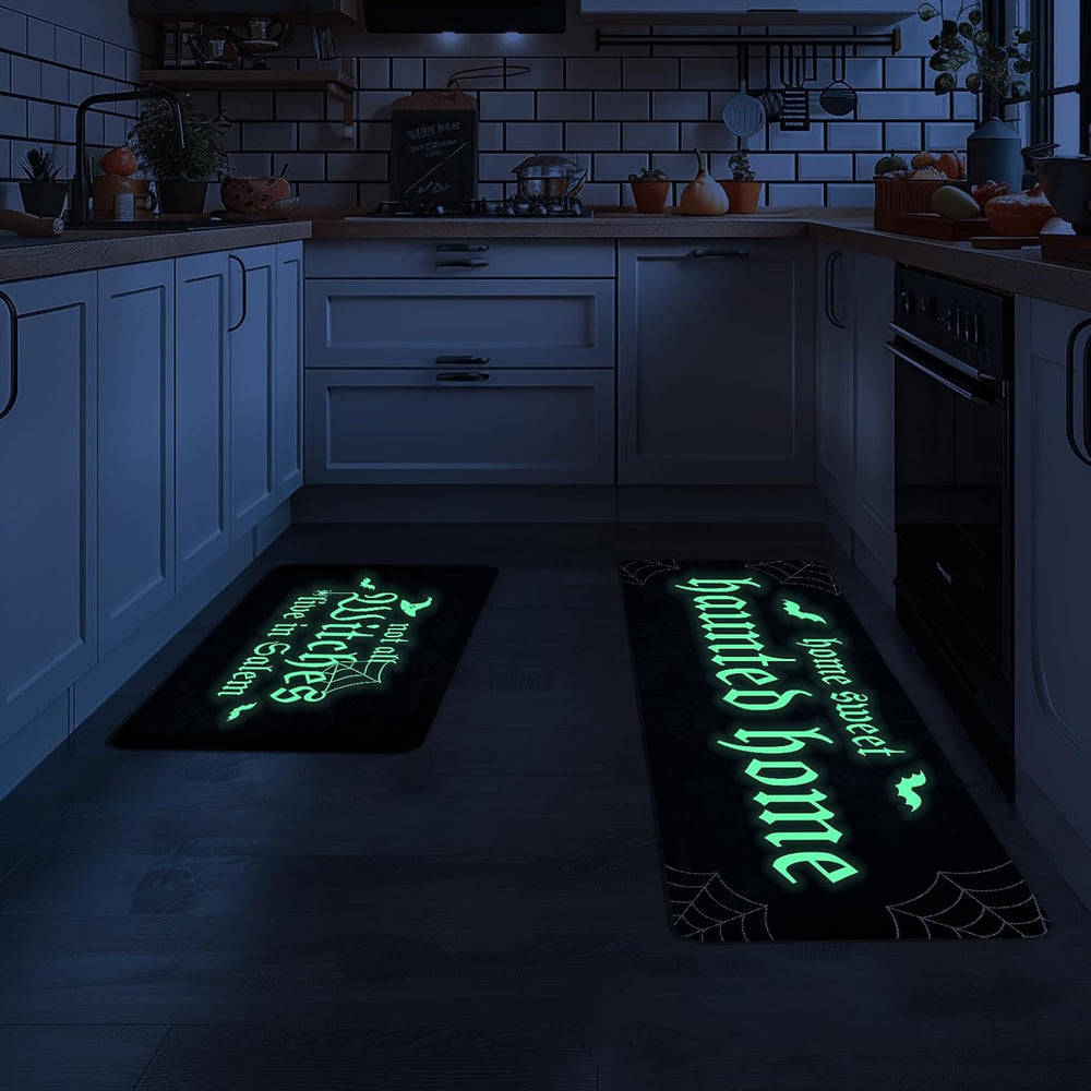 Halloween Kitchen Mat Set of 2 Not All Witches Live in Salem Decorative Glow ...