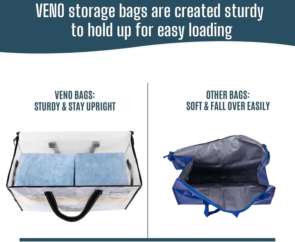 VENO Moving Bags, Storage Bags, Wide Open Top, Clear, 6 Pack