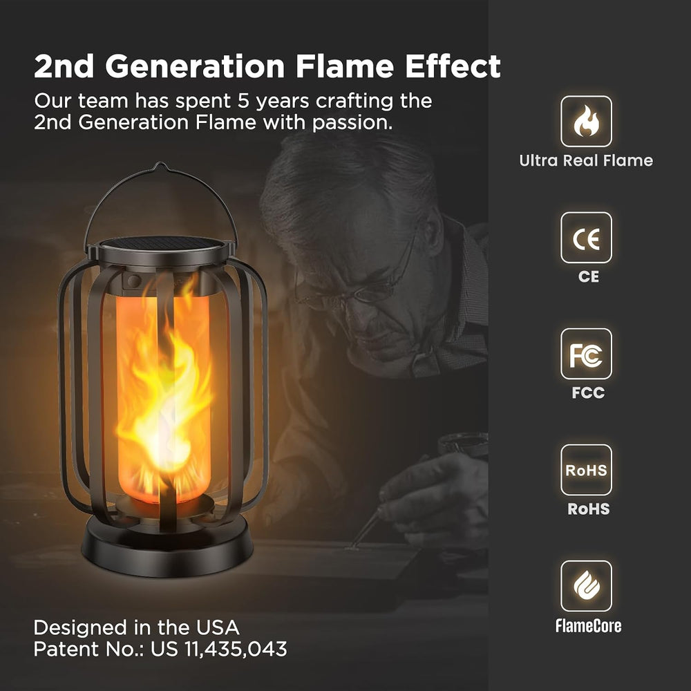 Gen2 Solar Lanterns Outdoor Lights with Ultra-Real Flame