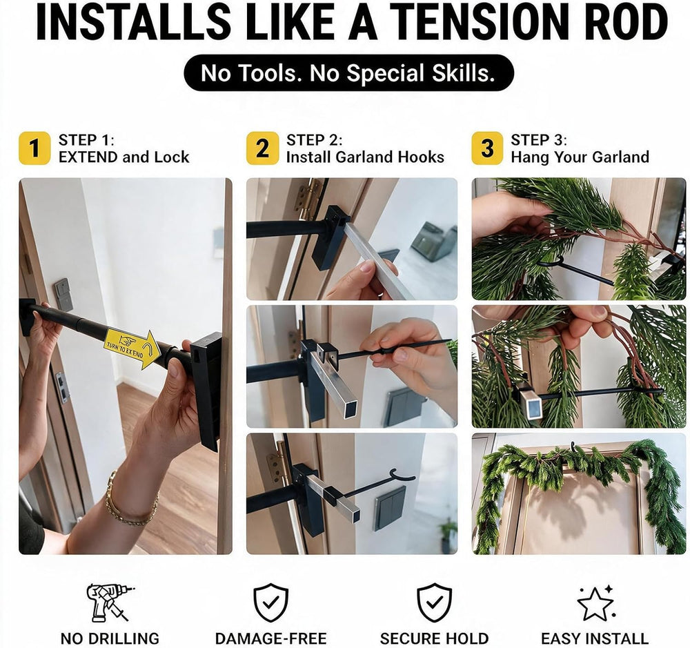 Christmas Garland Hanger for Front Door, Adjustable 29–93.5", 20 LB