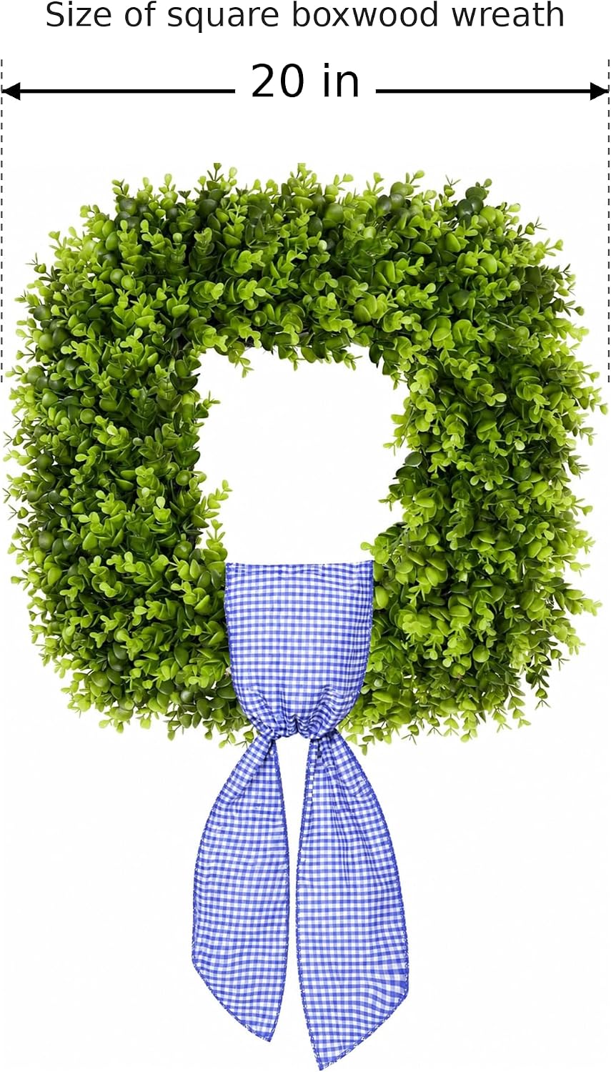20'' Artificial Square Boxwood Wreaths for Front Door with Berries &a...