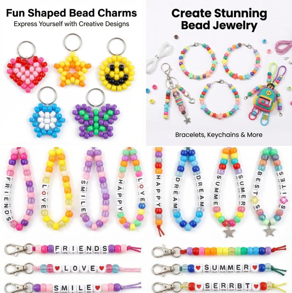 Veylo 5000+ Pony Beads & Kandi Kit for Bracelets, 6x9mm Alphabet Letters