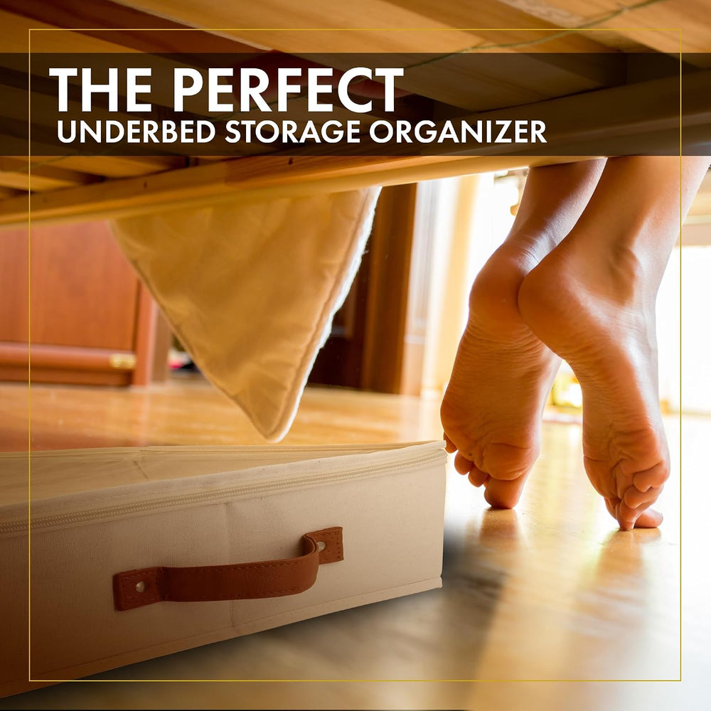 Under Bed Storage, Low Profile 2pc with Lid, Ivory