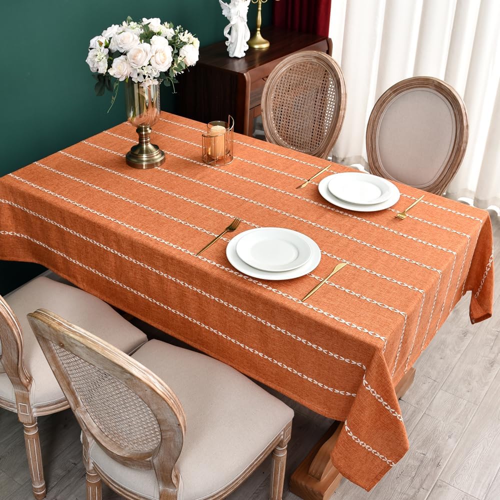 Zobesta Orange Tablecloths Rectangular 86x53 Inch Fall Table Cloth Linen