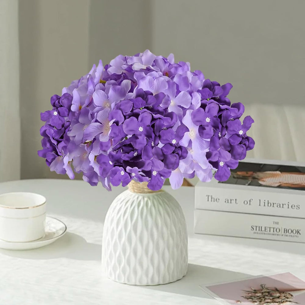 50 Pcs Faux Purple Mix Hydrangea Artificial Flowers Bulk Fake Flowers