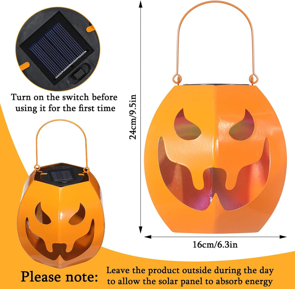 2 Pcs Halloween Solar Pumpkins Lantern Lights for Hanging