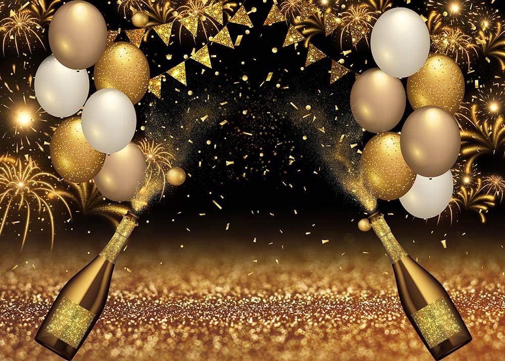 Black Golden Balloons Photography Background Gold Champagne Bokeh Photo Backd...