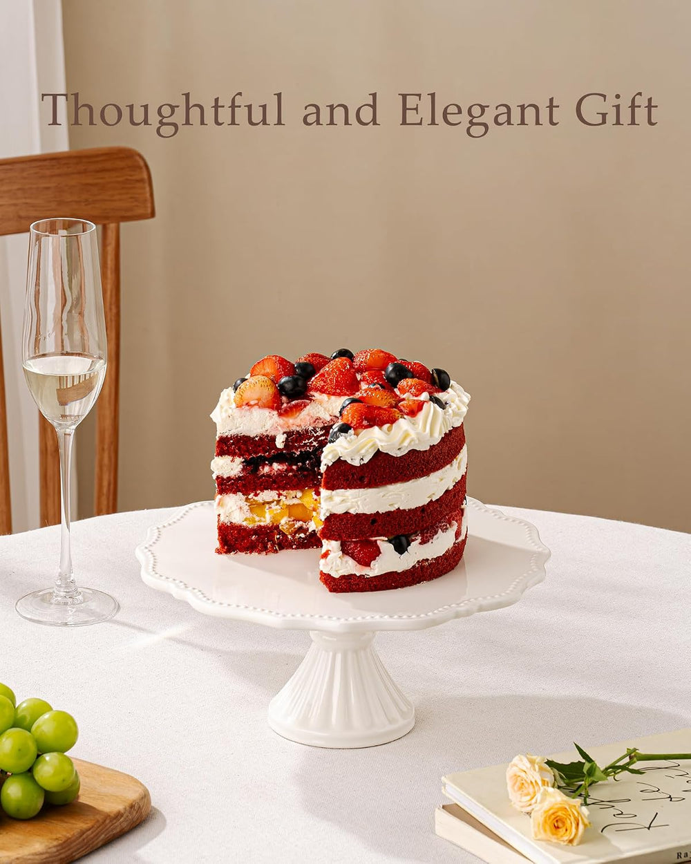 10 Inch Cake Stand, Relief Round Dessert Cake Stand for 8 Inch Cake