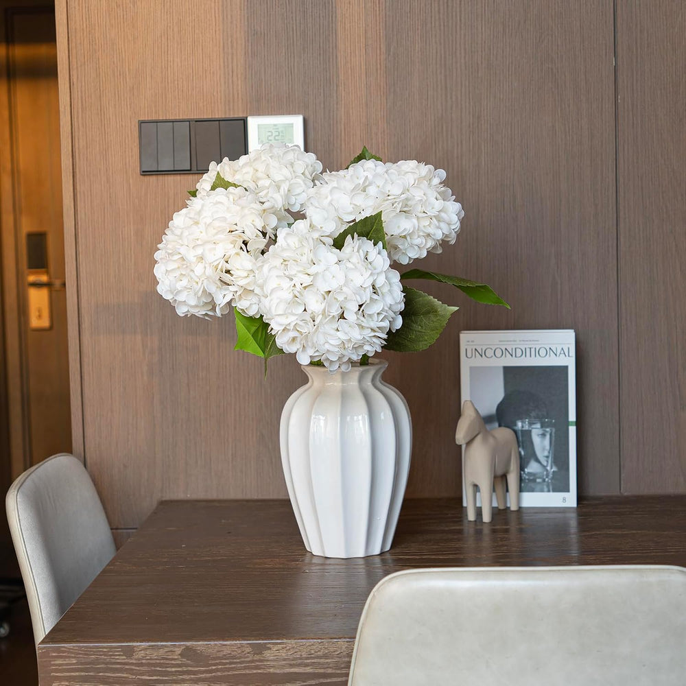 DUYONE 22in Soft Real Touch Hydrangea Artificial Flowers, Large Long Stem Lat...