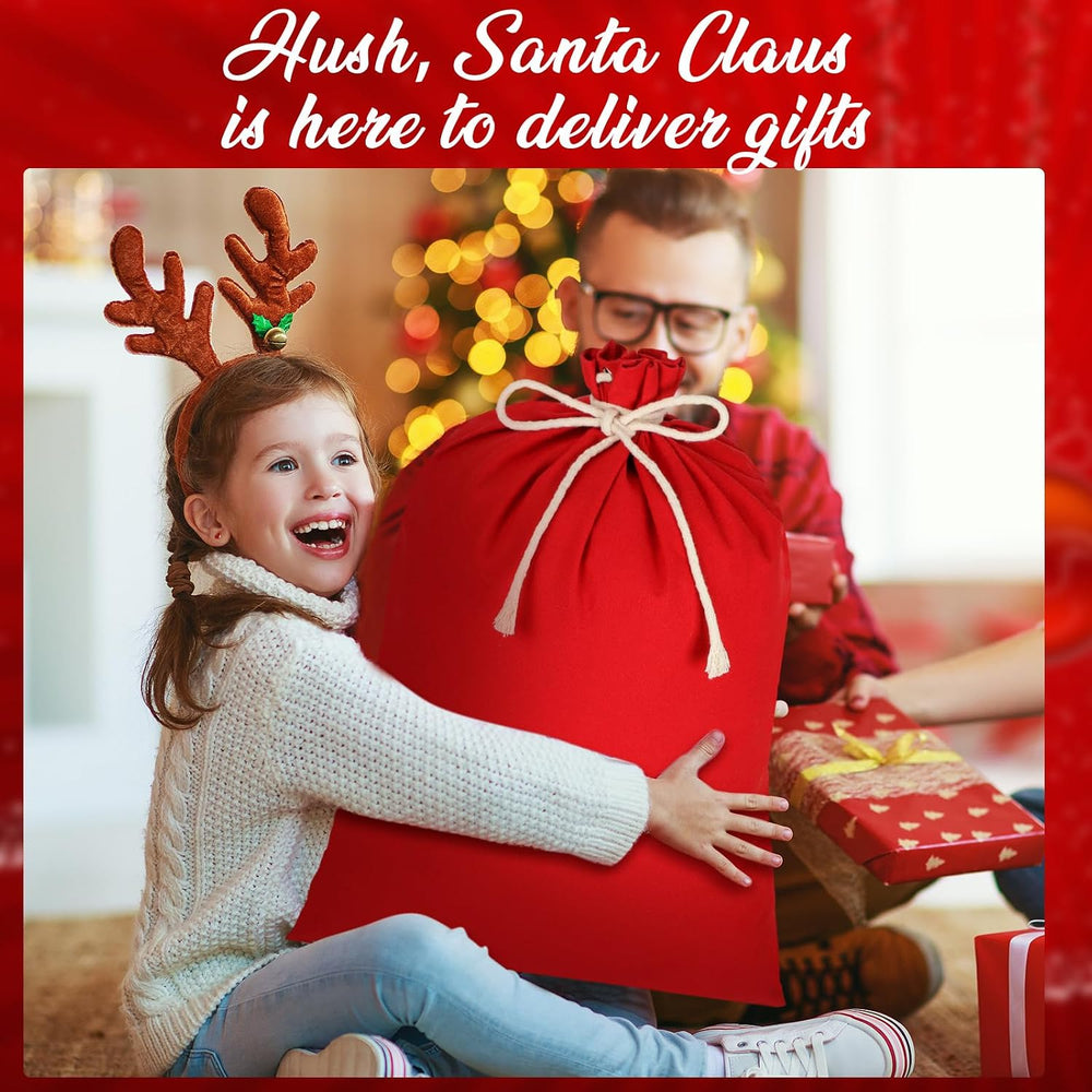 Newwiee 6 Pcs Christmas Canvas Gift Bag Santa Large Sacks 26.7 x 19.7 Inch