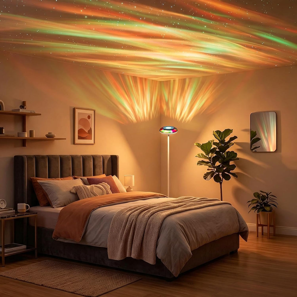 Uplighter Floor Lamp for Living Room, Ripple and Star Projector