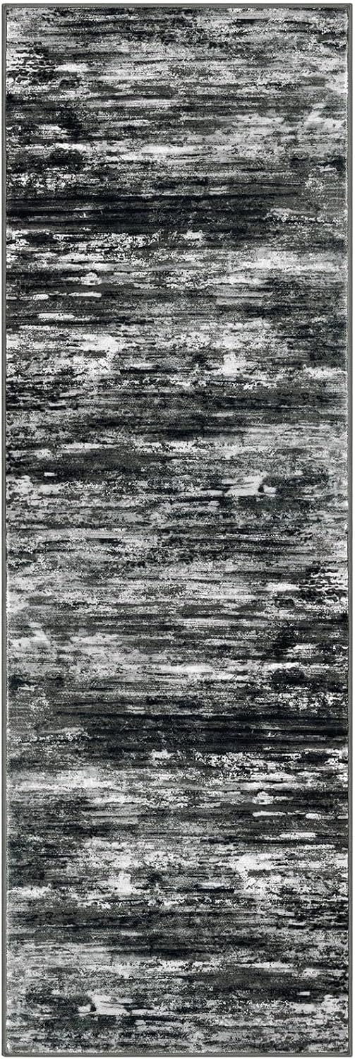 KOZYFLY Modern Washable Rug Runner 2x6 Runners for Hallways Black Grey