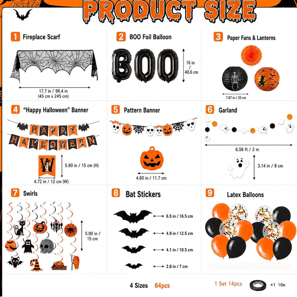 Halloween Party Decoration, 101Pcs Scary Halloween Indoor Decoration with Hap...