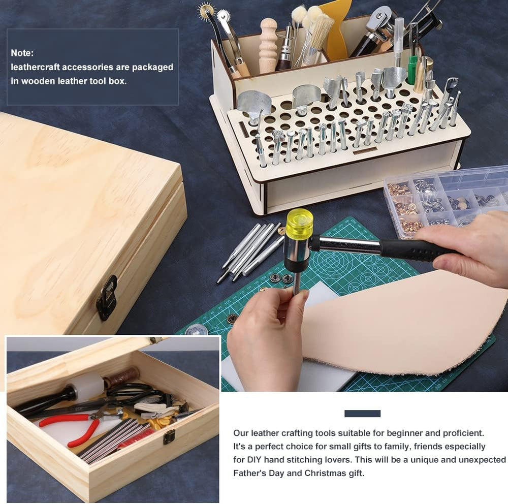 447 Pcs Leather Tooling Kit, Leather Working Kit, Leatherworking Tool