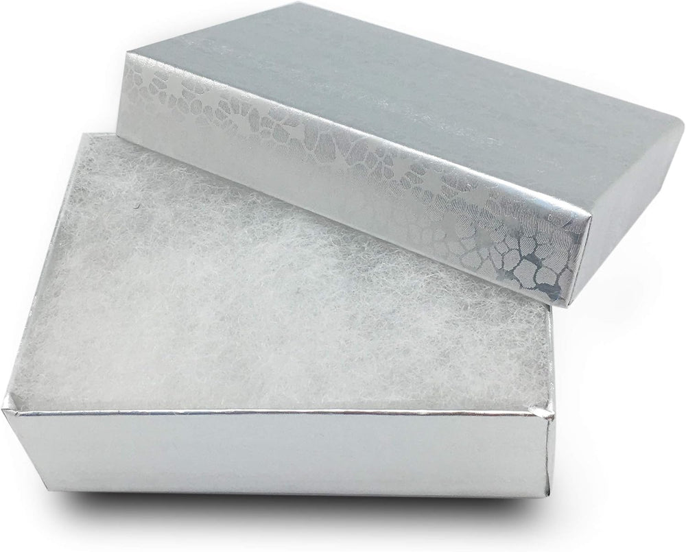 TheDisplayGuys 100 Cardboard Jewelry Gift Boxes with Inserts - Silver Foil