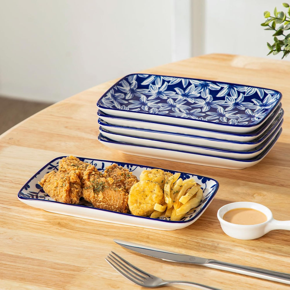 vancasso Selene Rectangular Salad Plates 8.5"x5.1"Inch, Set of 6
