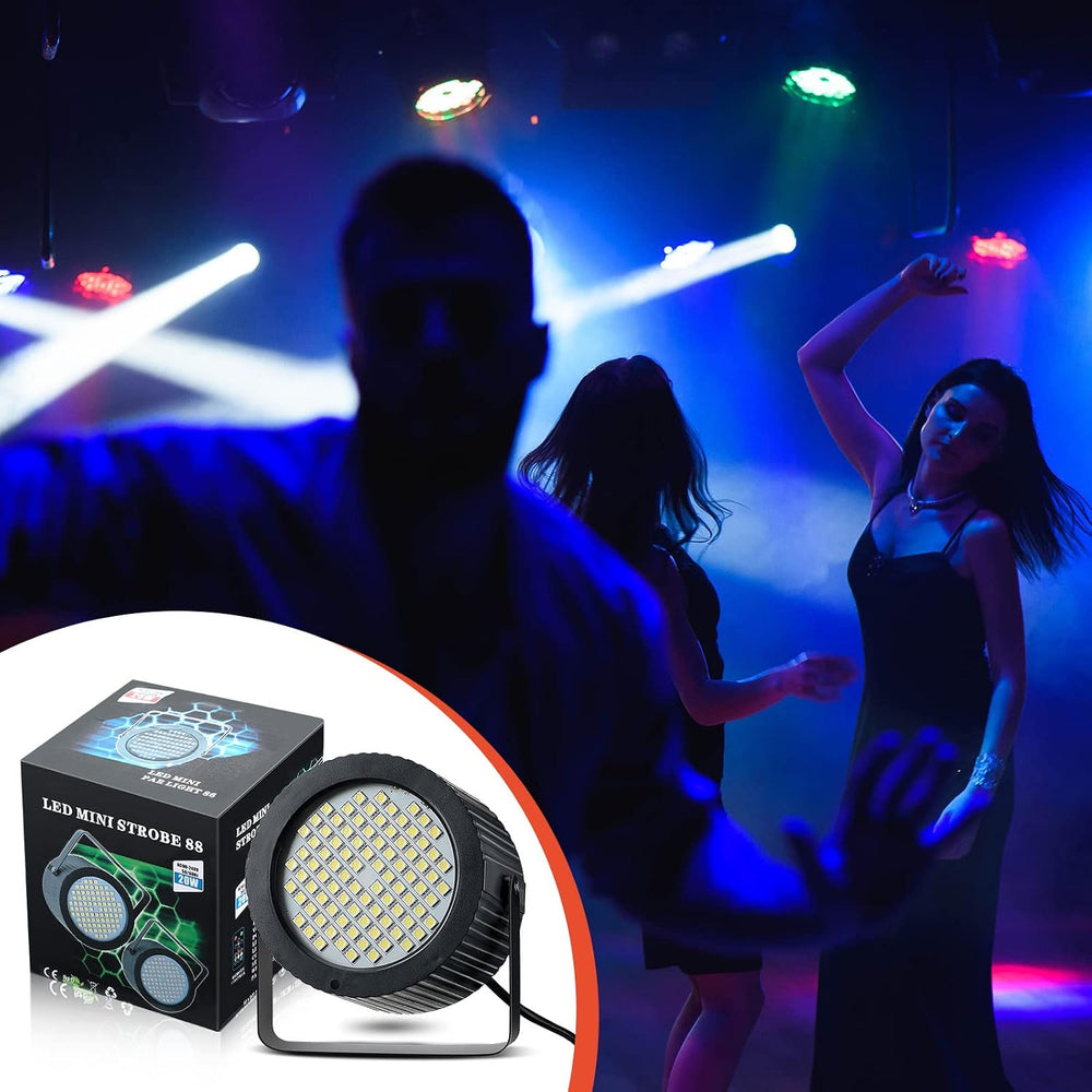Funtery 4 Pcs Strobe Lights 88 LEDs Sound Activated Stage DJ,White