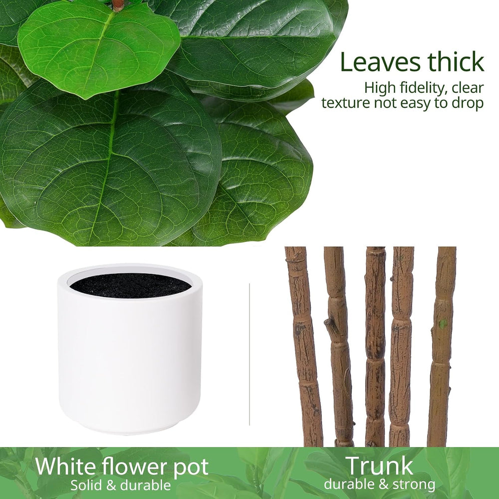 Yepdin Faux Fiddle Leaf Fig Tree 6 FT - Artificial Ficus Tree with Tall Artif...