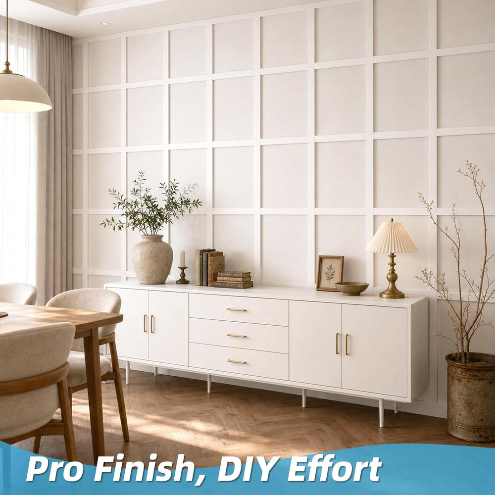 Art3d Premade Paintable Board and Batten Wainscoting Kit, 167.32 x 70.08 in