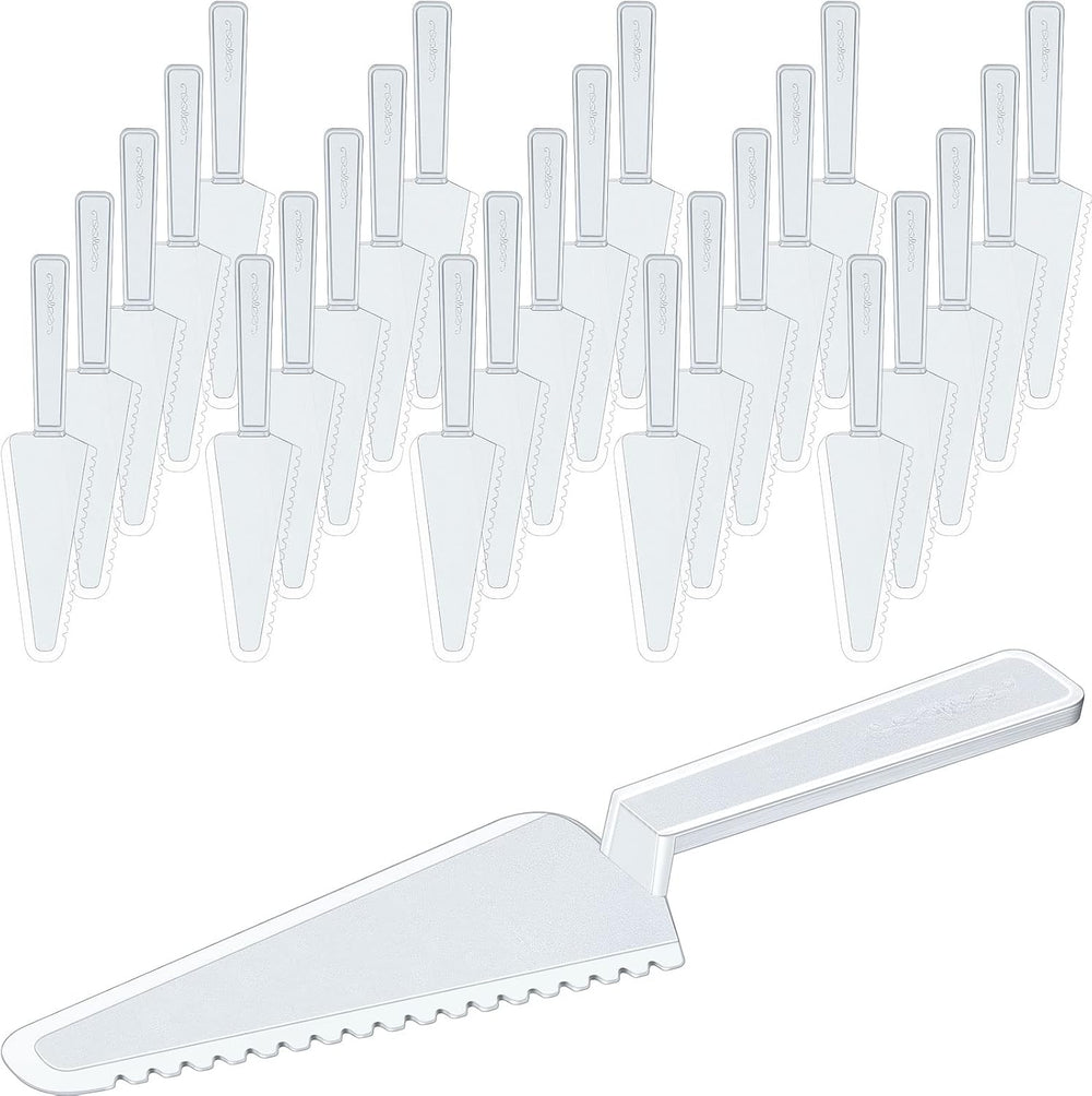 Suclain 100 Pcs Disposable Plastic Cake Cutter 9.1 Inch Bulk,Clear