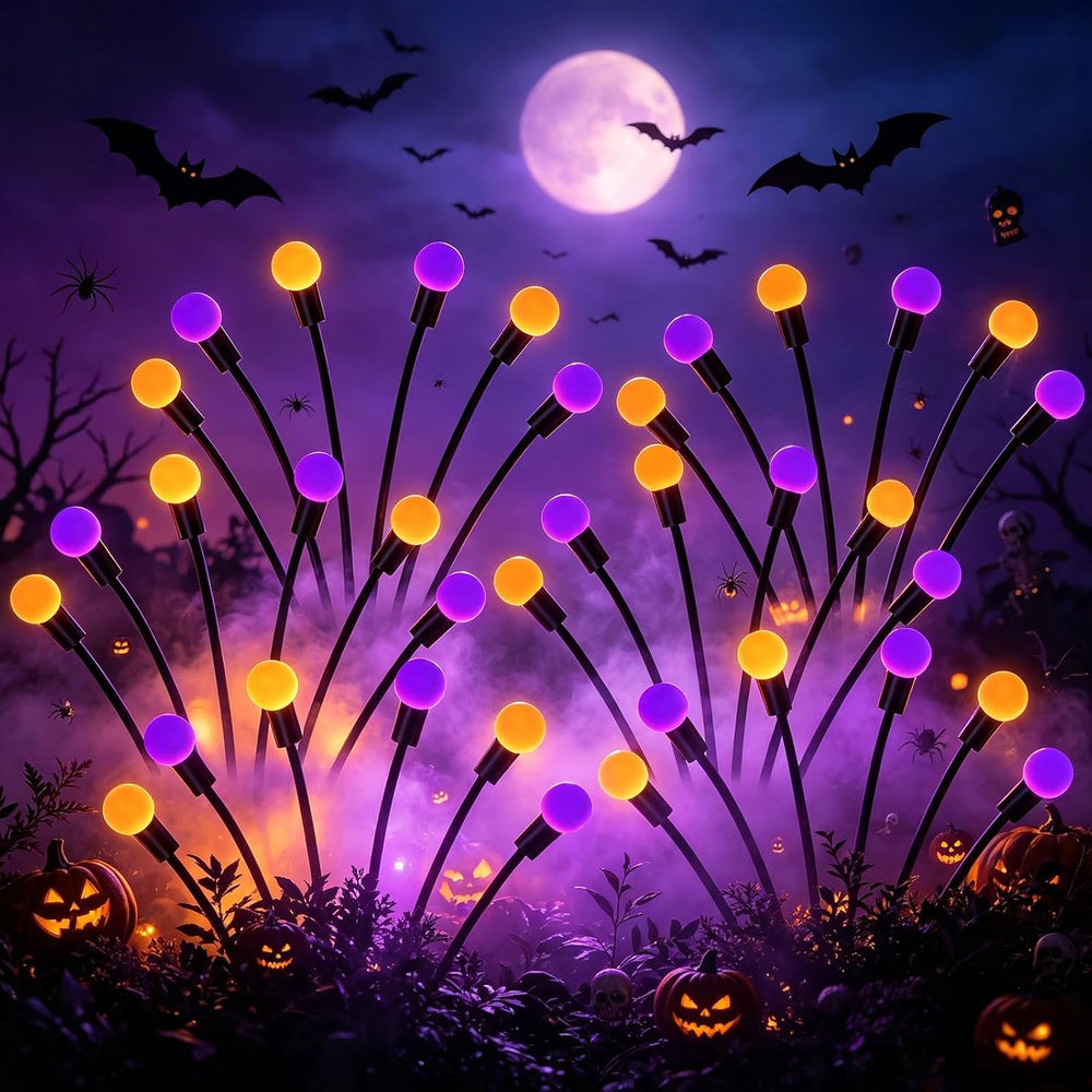 VOOKRY 6 Pack Halloween Decorations Outdoor, 36 LED Solar Firefly Lights Outd...