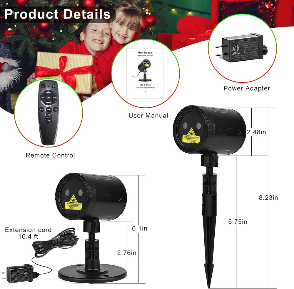 Christmas Projector Lights Outdoor, Red & Green Laser Light Projector
