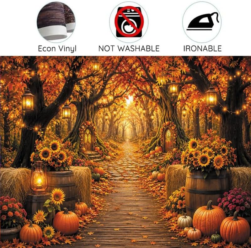 10x8ft Enchanted Autumn Forest Backdrop, Magic Fall Woodland Path Photography...