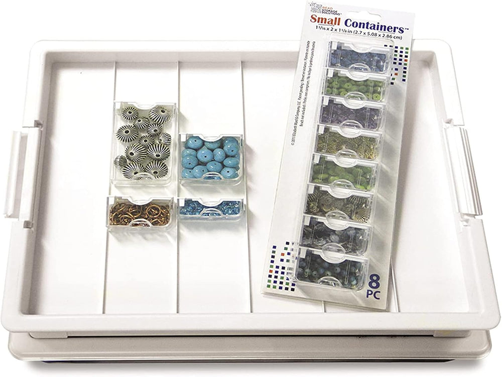 Plastic Stackable Organizer Tray Bundle with Lid and 48 Size Small Containers...