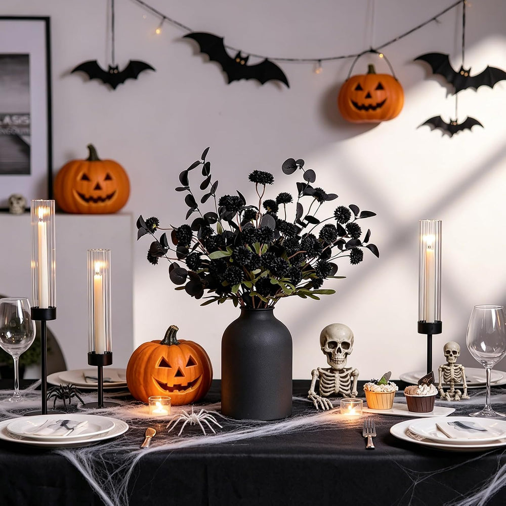 BLOSMON Black Flowers Artificial for Halloween Dining Table Centerpieces