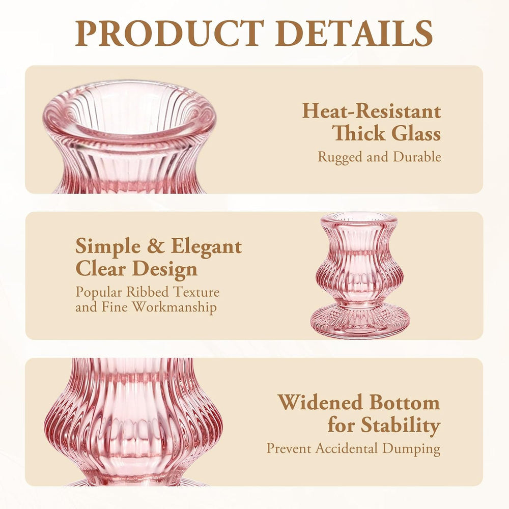 Glass Candlestick Holders -18 Pack Tapered Candle Holder Decor Bulk