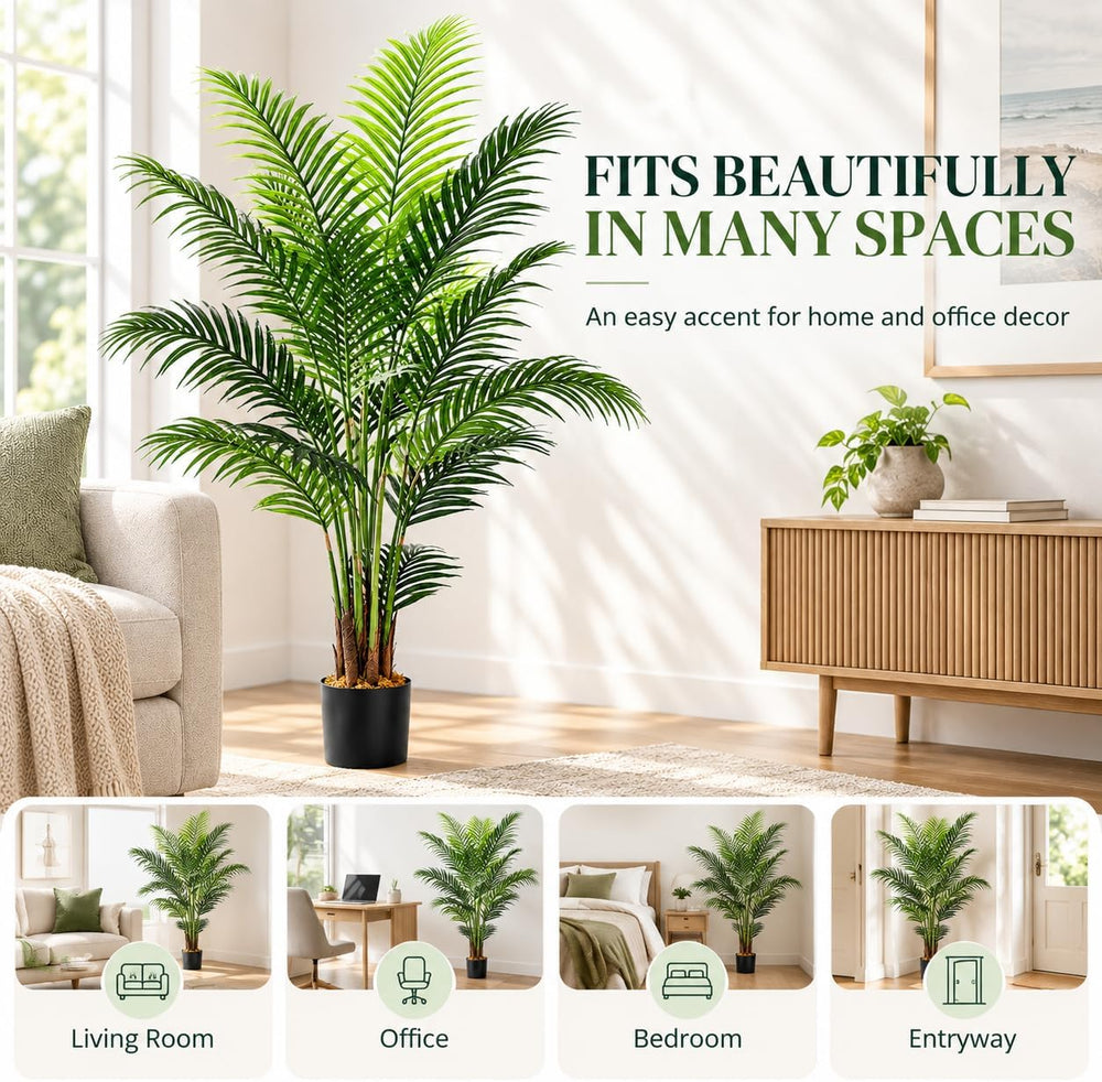 6ft Artificial Areca Palm Trees, 2 Pack, 19-Trunk Faux Plants