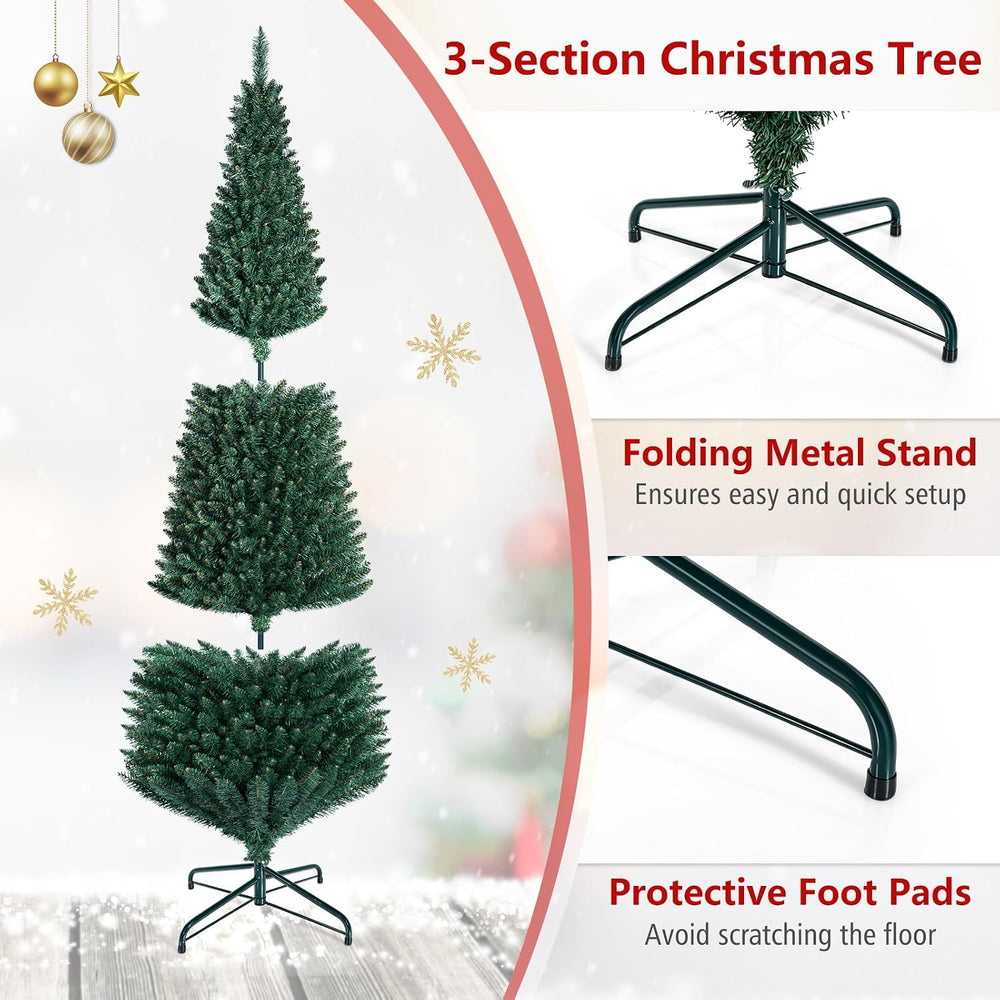 Goplus 7ft Artificial Slim Pencil Christmas Tree with 700 Lush Branch Tips