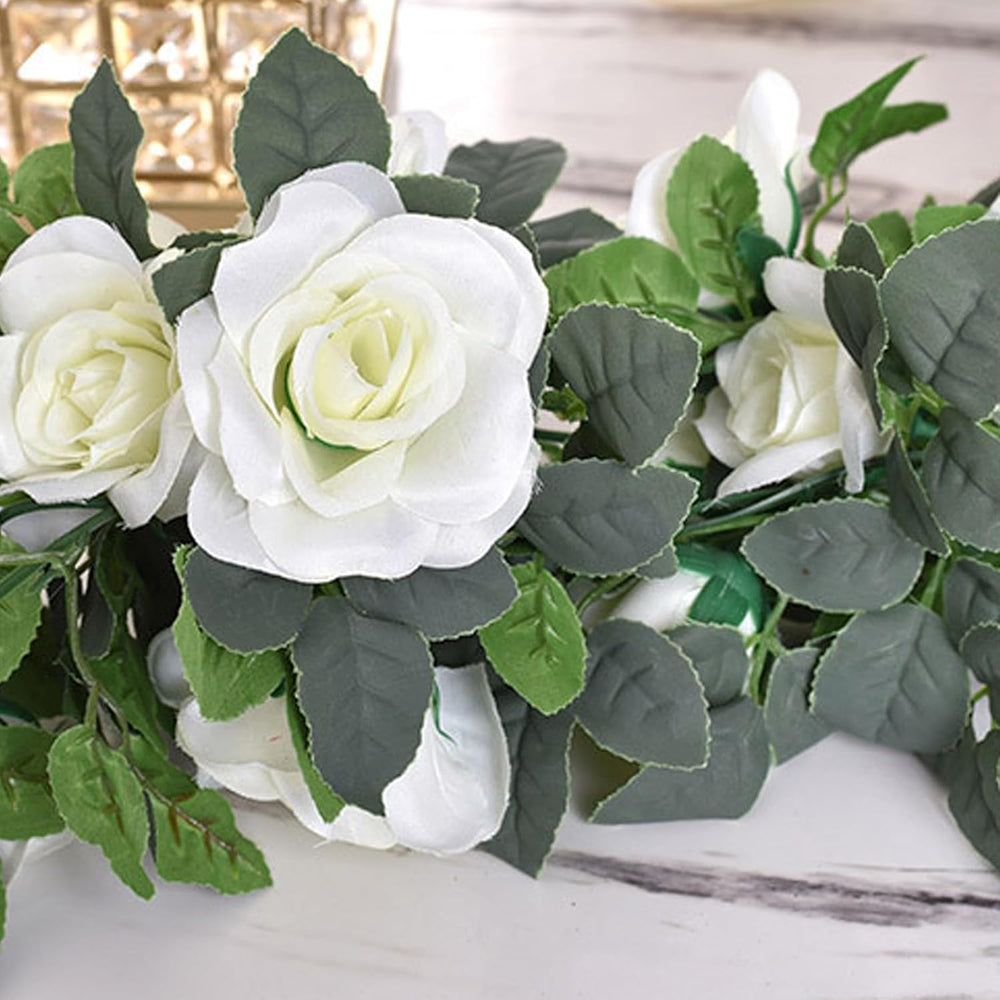 Flower Garland Rose Vine 4Pcs 28FT Artificial Floral Garland with Green Leave...