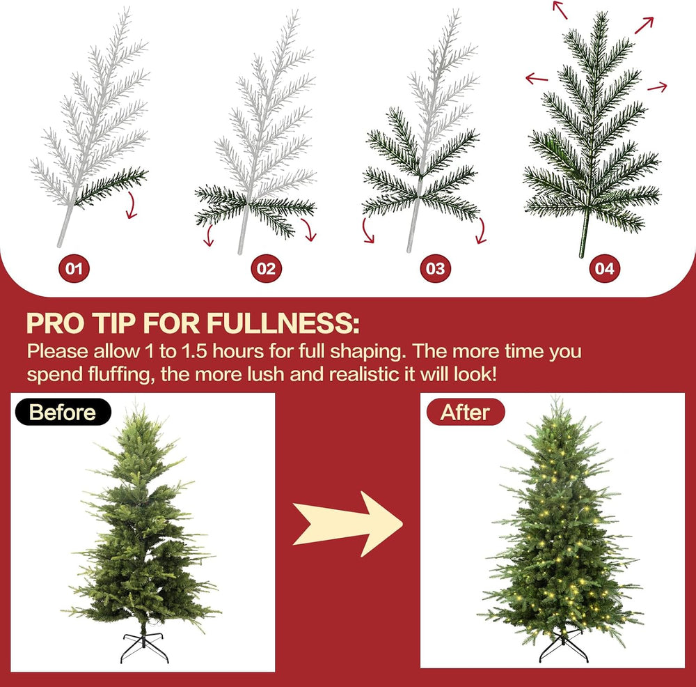5ft Pre-Lit Aspen Fir Artificial Christmas Tree, Pencil Xmas Tree