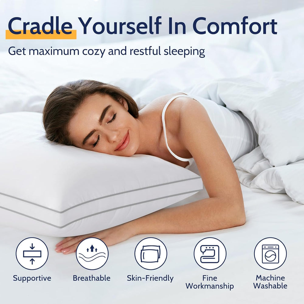 ROUMEA Pillows Queen Size Set of 2, Gusseted Bed Pillows for Sleeping 2 Pack,...
