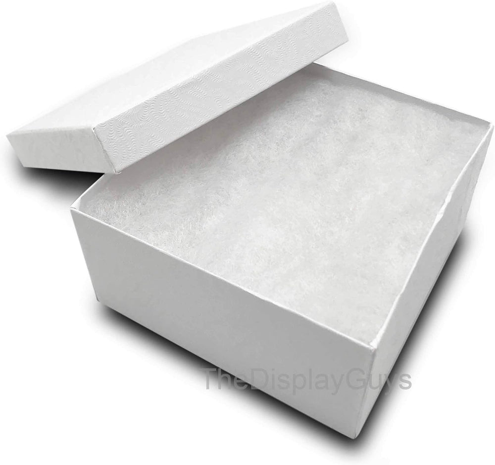 TheDisplayGuys 25 Cardboard Jewelry Gift Boxes with Inserts - White Swirl