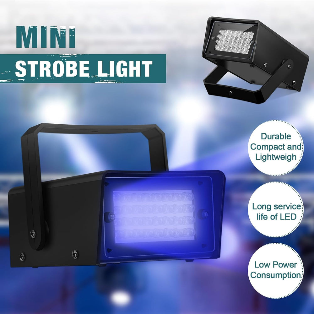 Treela 4 Pack Strobe Party Light Small Bright LED Outdoor, Blue, 24 LED