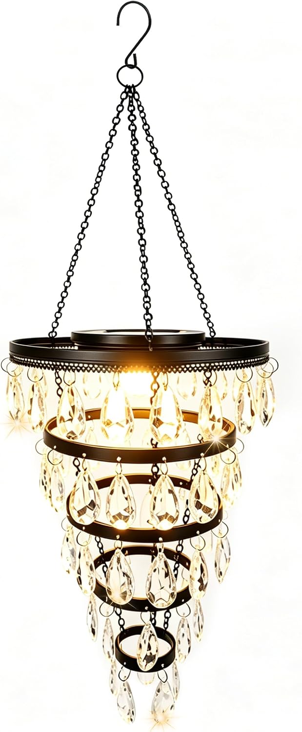 SUNNYPARK Hanging Solar Chandelier Light Outdoor Waterproof