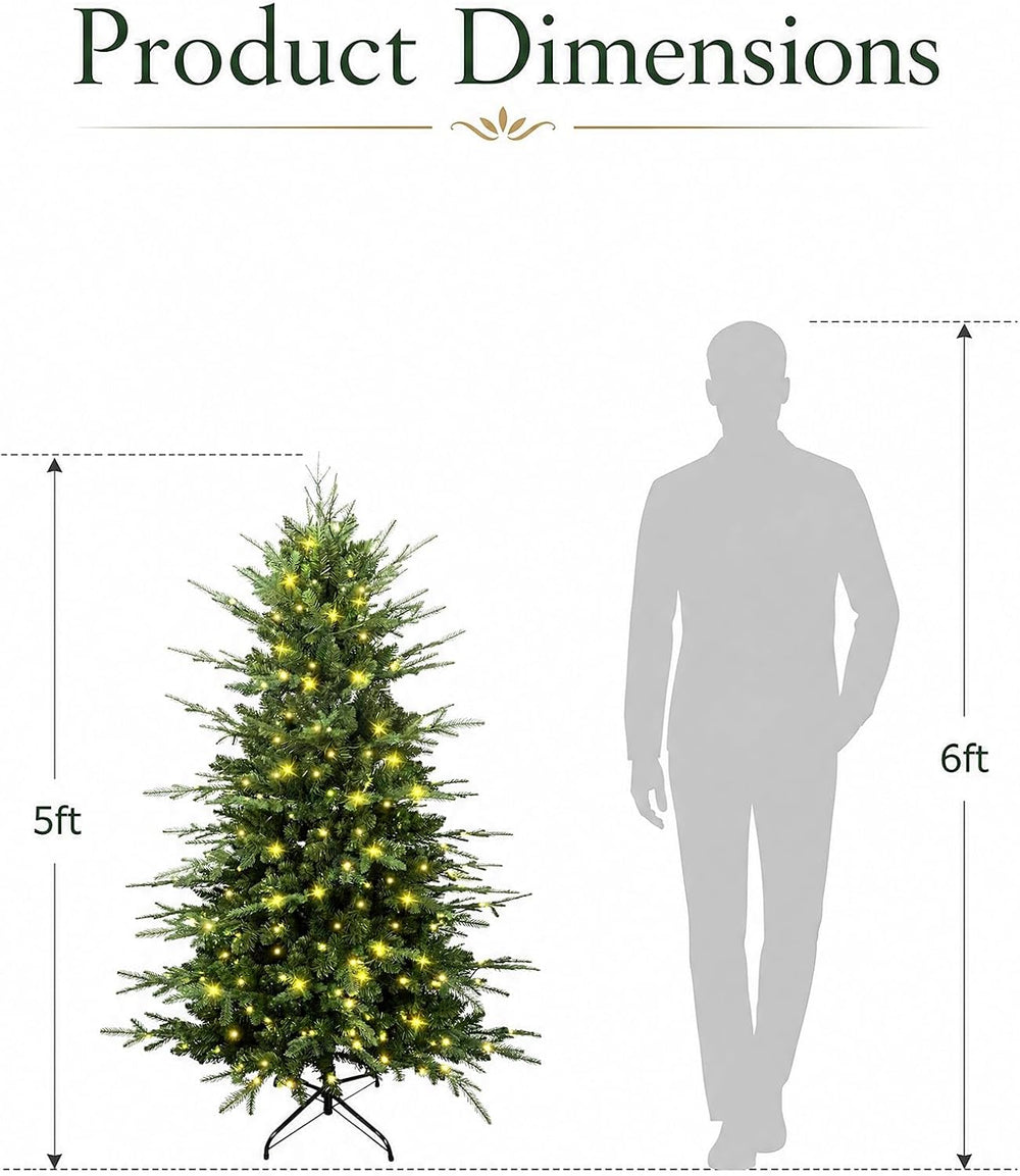 5ft Pre-Lit Aspen Fir Artificial Christmas Tree, Pencil Xmas Tree