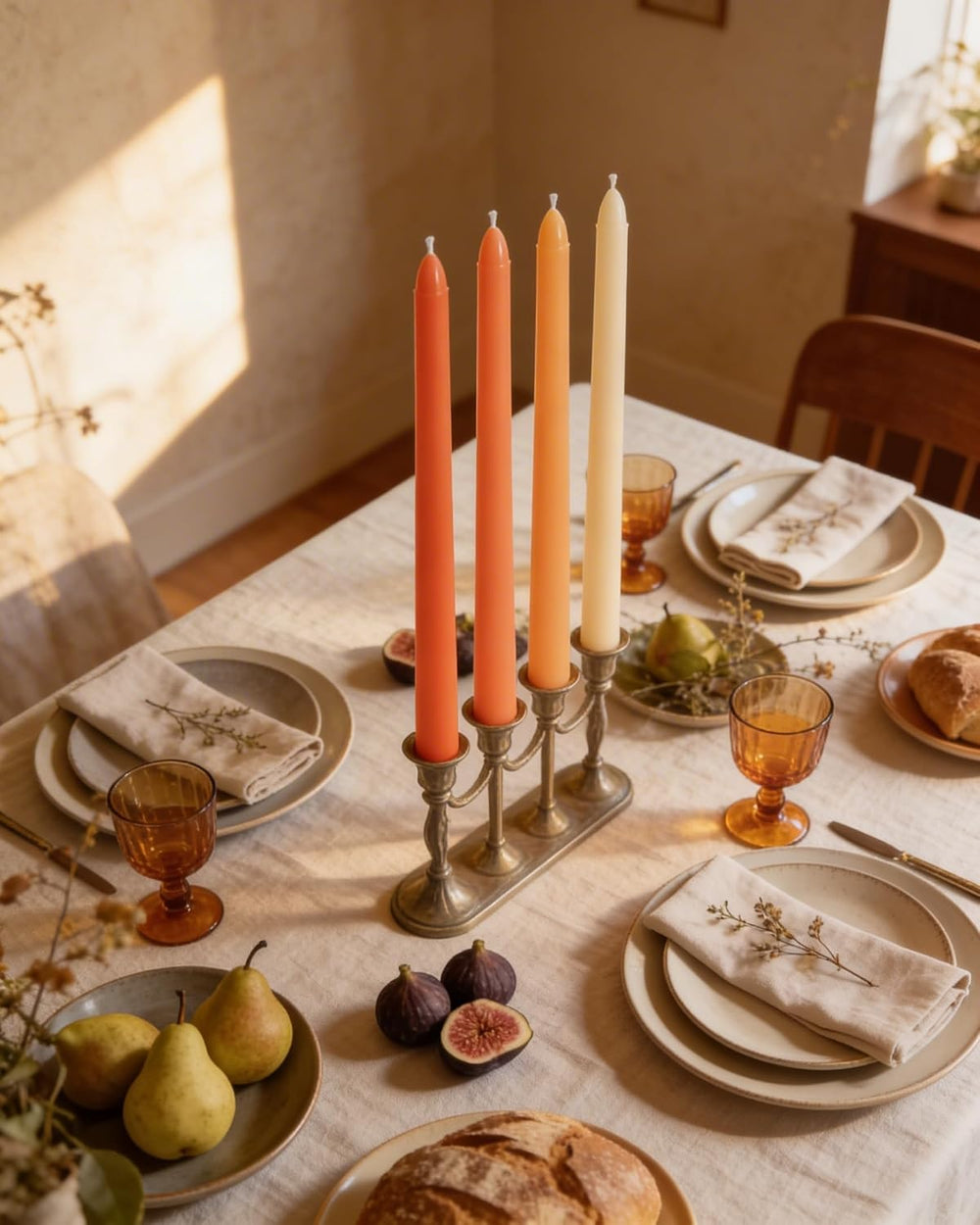 Viyffo 10 Inch Taper Candles-20 Pack Orange, Unscented, Smokeless