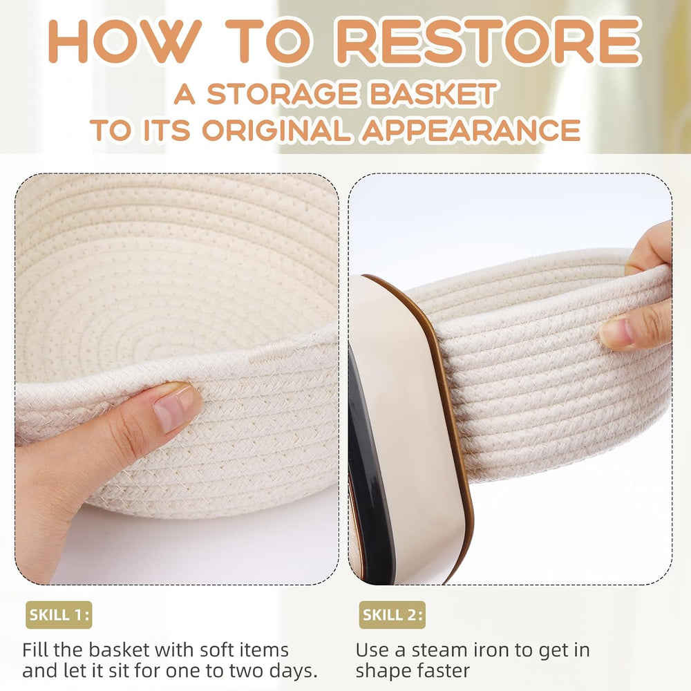 8 Pack Small Woven Storage Baskets with Gift Bag and Ribbon for Organizing Wo...