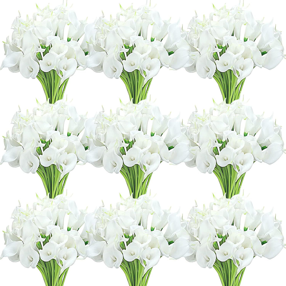 Janinka 60 Pcs Calla Lily Faux Flowers, 14 Inch Bulk,White